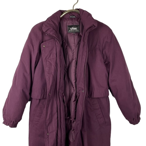 90'S VINTAGE BURGUNDY DOWN FILLED PUFFER DUSTER SLEEPING BAG COAT UTEX DESIGN - Picture 8 of 17